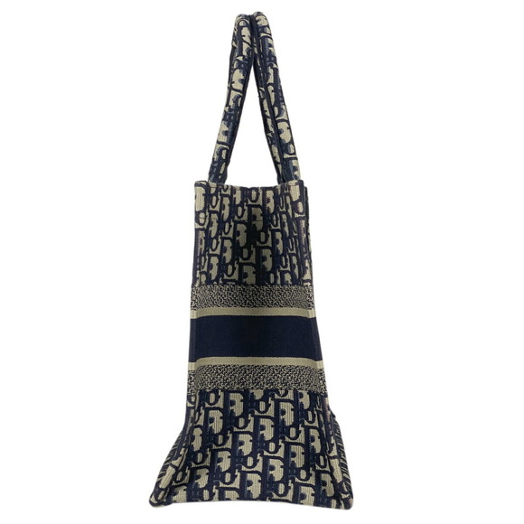Dior Bag Book Trotter Pattern Tote Christian Canvas  Navy - Picture 1 of 10